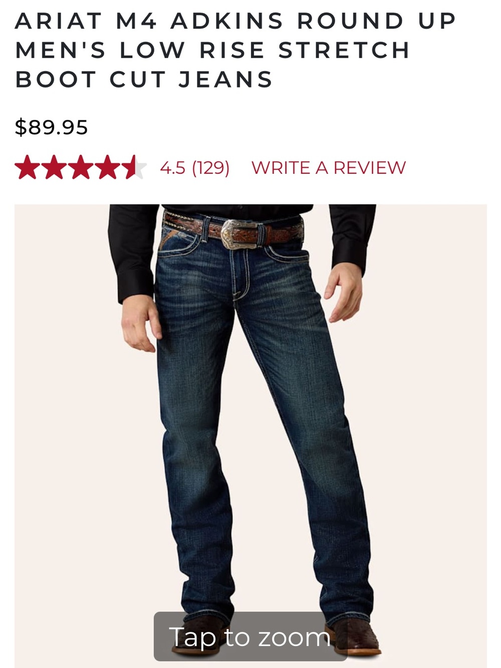 Ariat Men’s Indigo Relaxed Fit Distressed Back Pocket Jeans - Picture 7 of 7